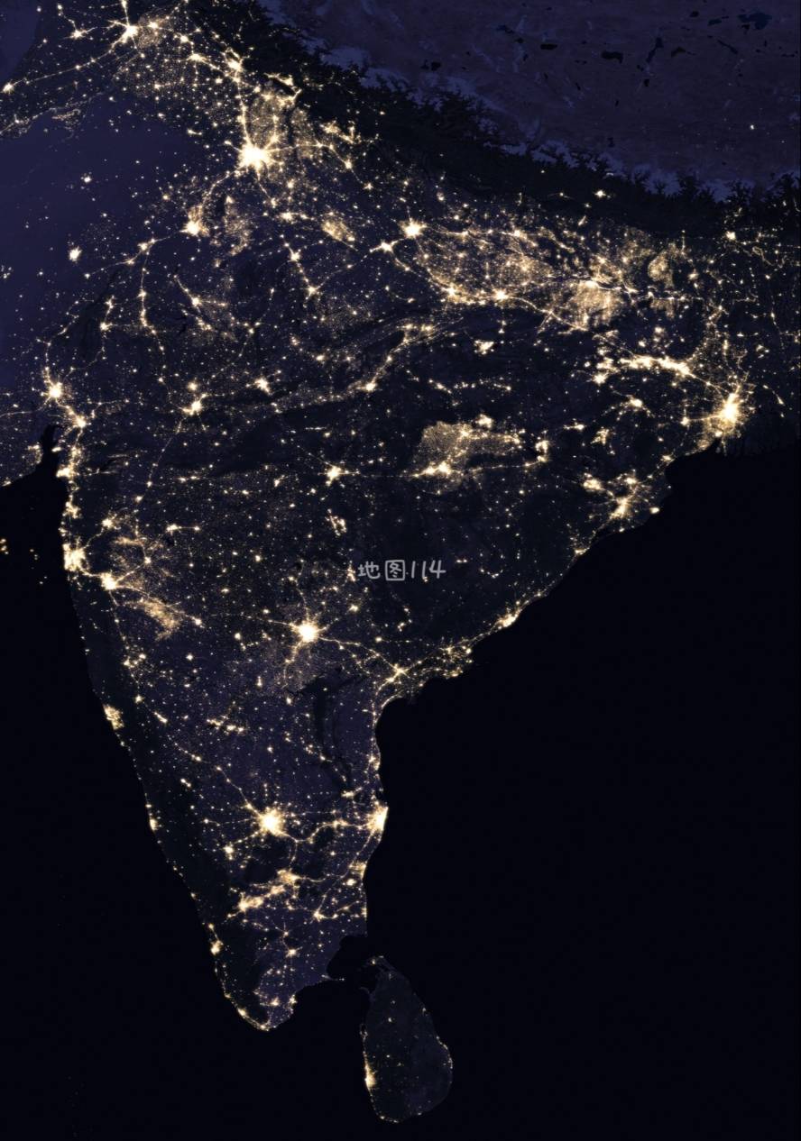 NASA夜景之亚欧非夜光图