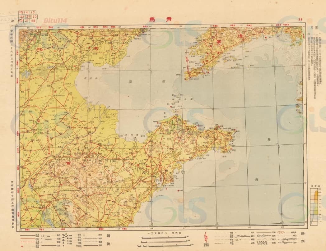 1947年彩版二百万航行图渤海及山东半岛图.jpg