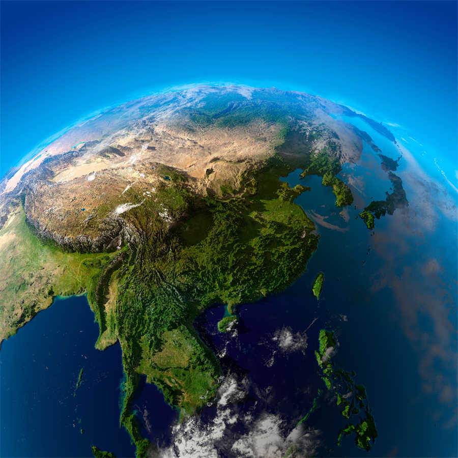 东亚全景地形图