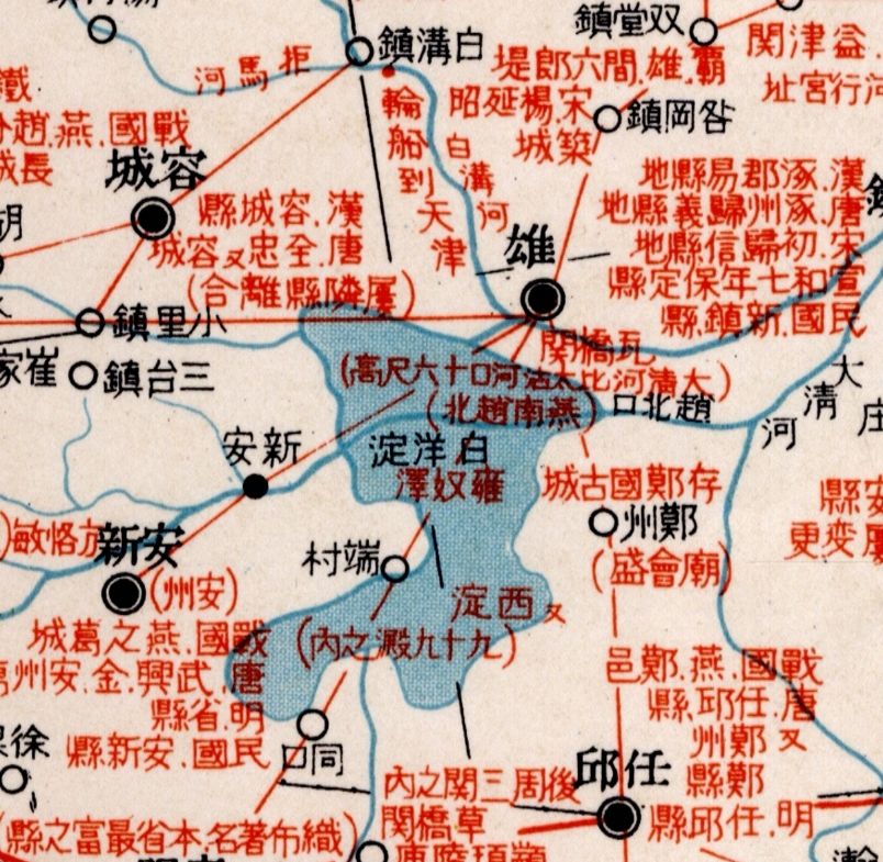 民国河北白洋淀周边描述.jpg 1934年民国河北省历史地图(日绘) 第5张