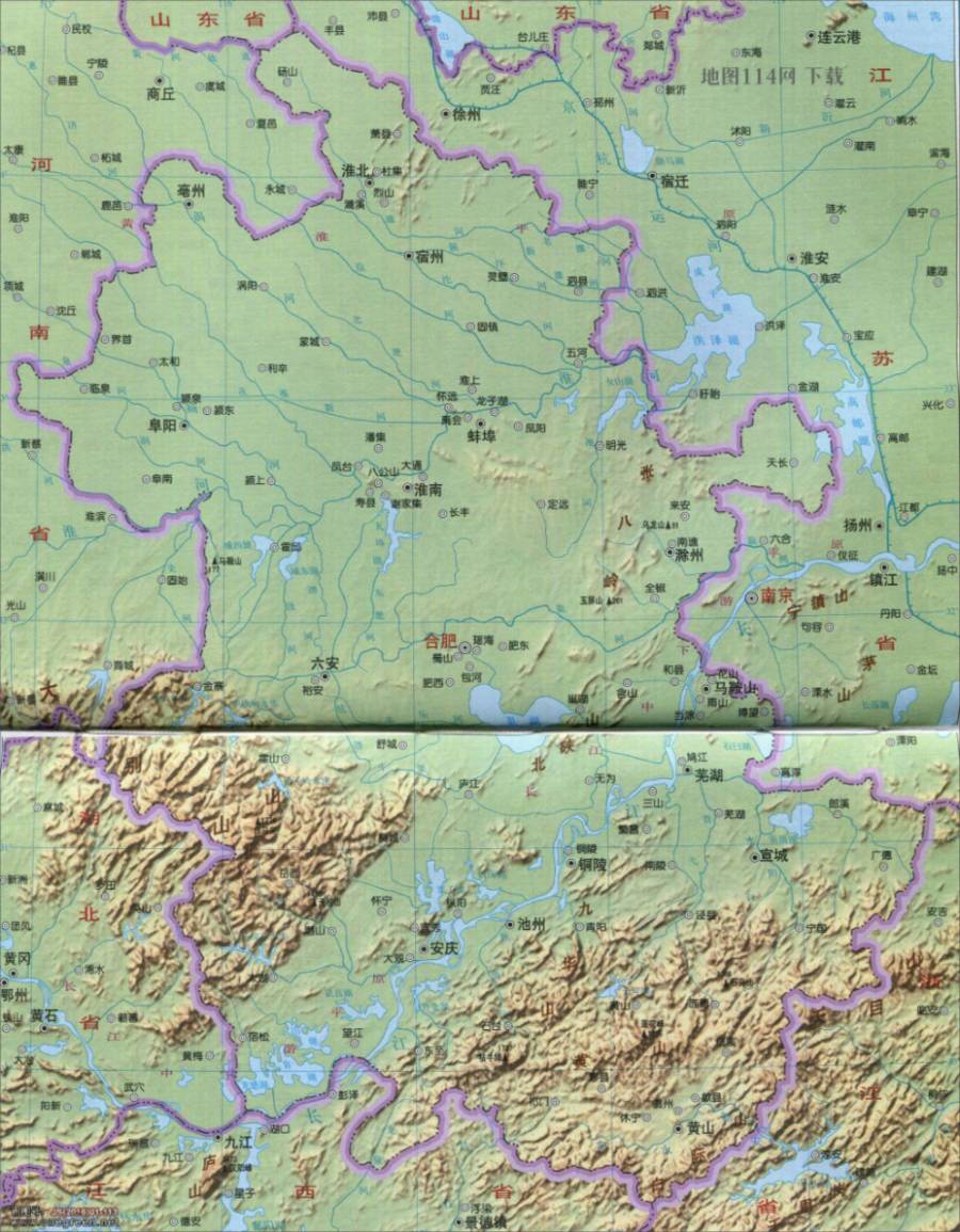 安徽地形图1.jpg 安徽省地形地势图下载(8P) 第6张