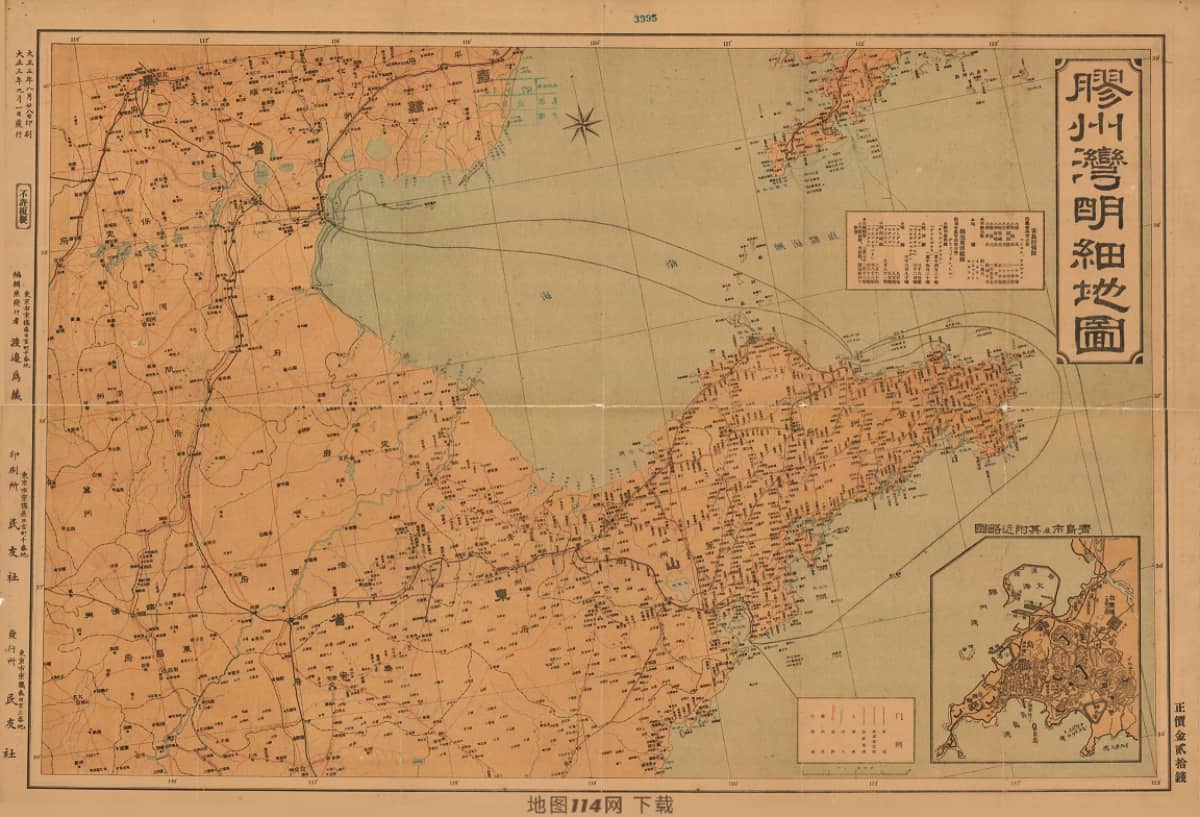 1914年胶州湾明细地图-地图114网