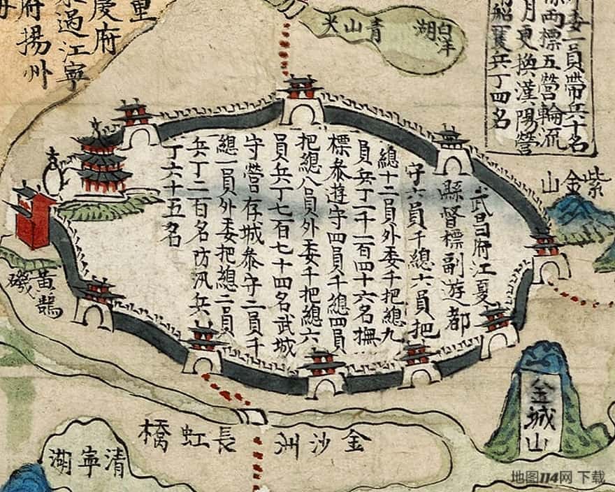 清朝湖北营汛地图武昌城驻守详情.jpg