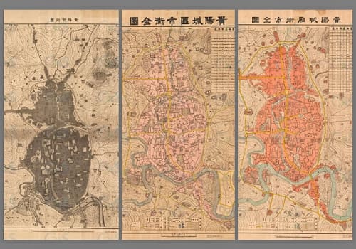 抗战期间贵阳市老地图五幅