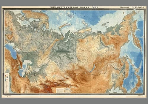1949年巨幅《苏联1:250万地势图》