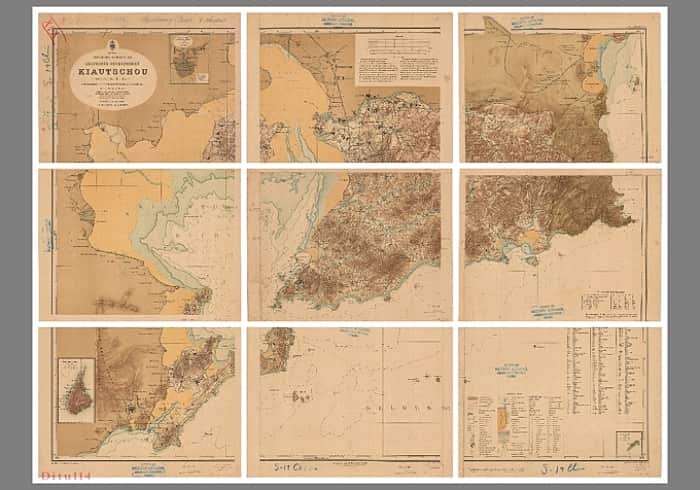 1906年德国制《胶州湾地形图》九分图
