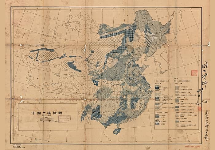 1936年梭颇编绘之《中国土壤概图》