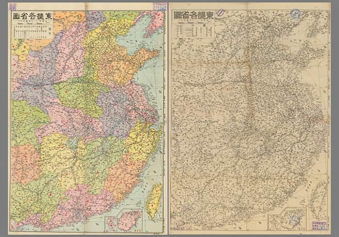 1945年胡焕庸《东部各省图》两版