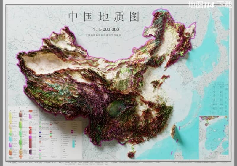 2002年中国地质图(海拔夸张)