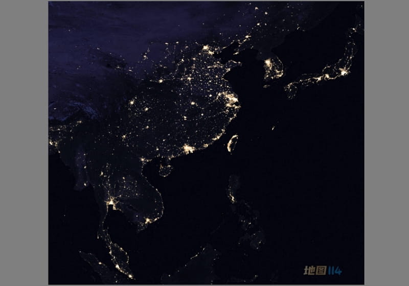 NASA夜景之亚洲夜光图
