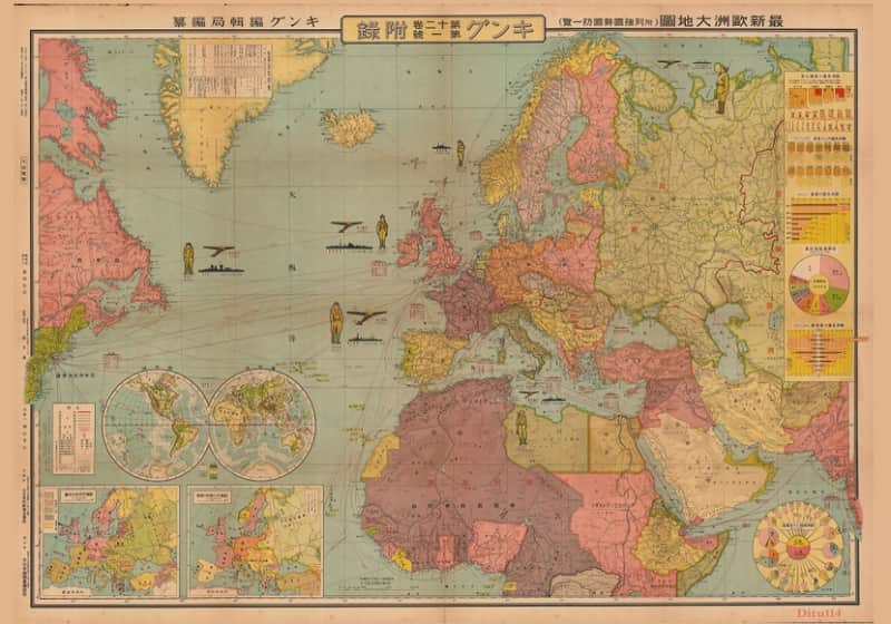 1936年《最新欧洲大地图》附列强国势国防一览