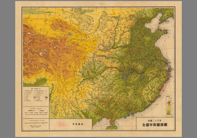 民国二十三年全国年雨量线图
