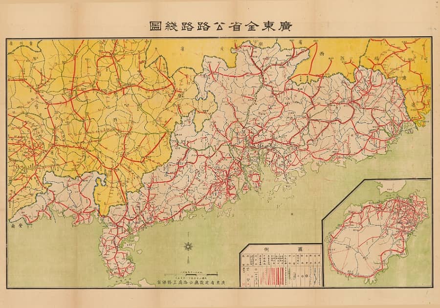 1937年《广东全省公路路线图》51MB