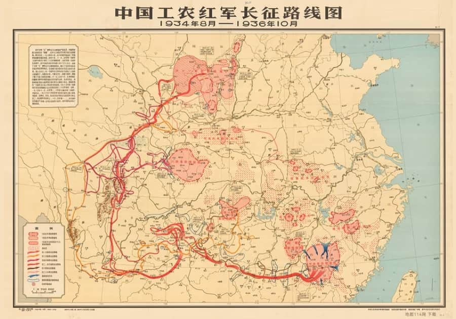 中国工农红军长征路线图（1934年8月—1936年10月）