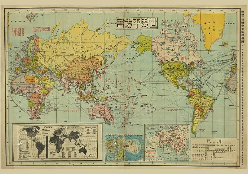 1924年苏甲荣《最新世界现势地图》世界平方图