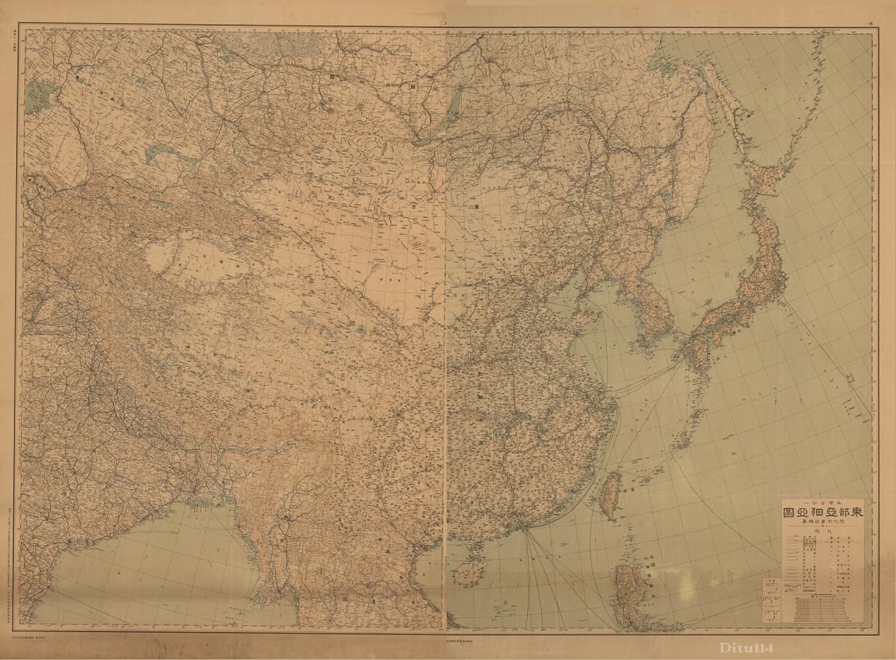 1937年日绘《五百万分一东部亚细亚图》双拼全览.jpg