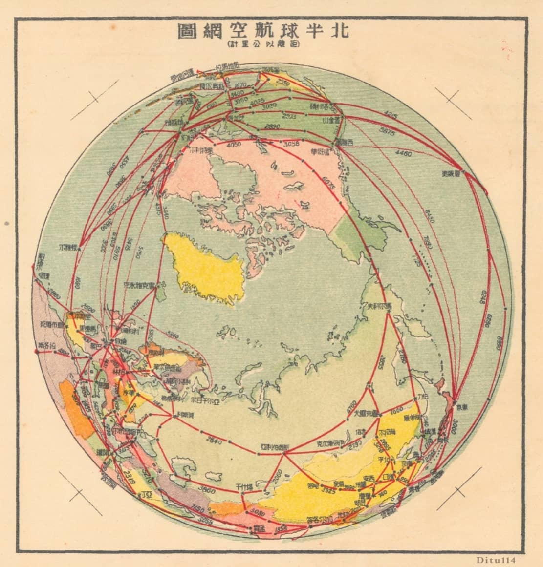 1948年北半球航空网图.jpg